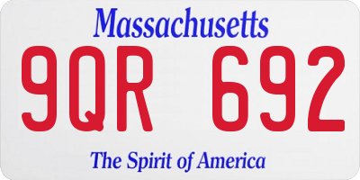 MA license plate 9QR692