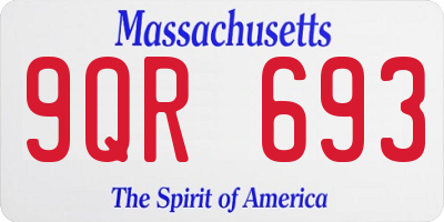 MA license plate 9QR693