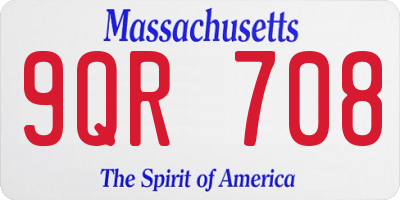 MA license plate 9QR708