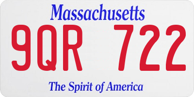 MA license plate 9QR722