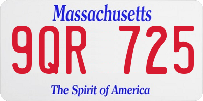 MA license plate 9QR725