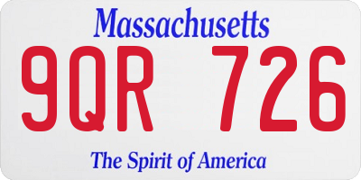 MA license plate 9QR726