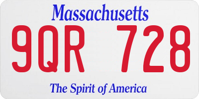 MA license plate 9QR728