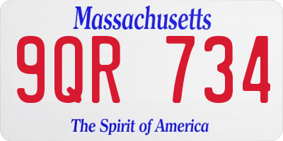 MA license plate 9QR734