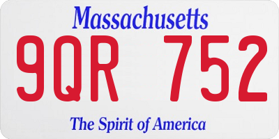 MA license plate 9QR752