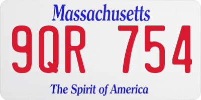 MA license plate 9QR754