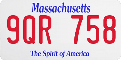 MA license plate 9QR758