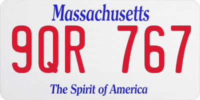 MA license plate 9QR767