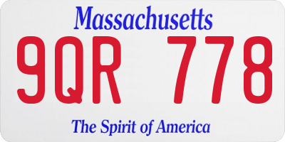 MA license plate 9QR778