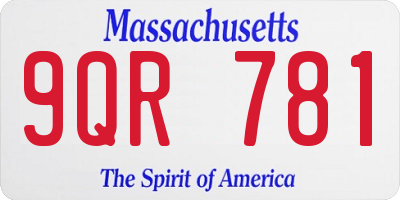 MA license plate 9QR781