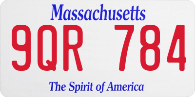 MA license plate 9QR784