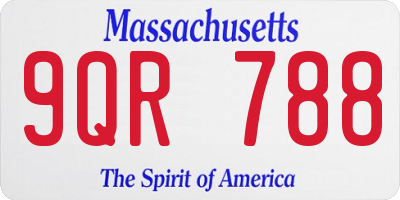 MA license plate 9QR788