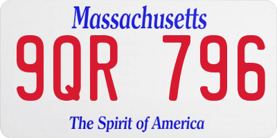 MA license plate 9QR796