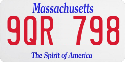 MA license plate 9QR798