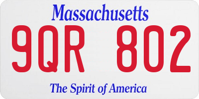 MA license plate 9QR802