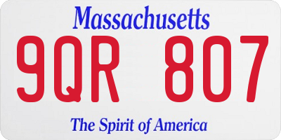 MA license plate 9QR807