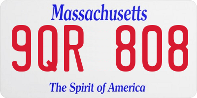 MA license plate 9QR808