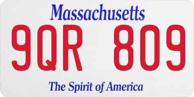 MA license plate 9QR809