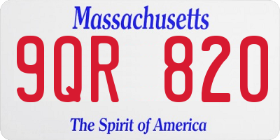 MA license plate 9QR820