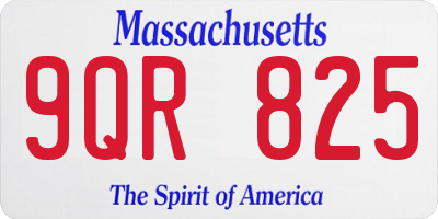 MA license plate 9QR825