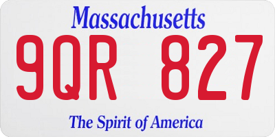 MA license plate 9QR827