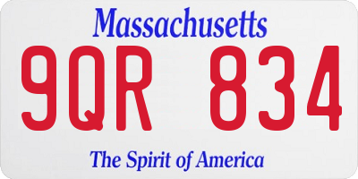 MA license plate 9QR834