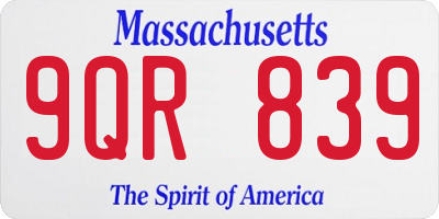 MA license plate 9QR839