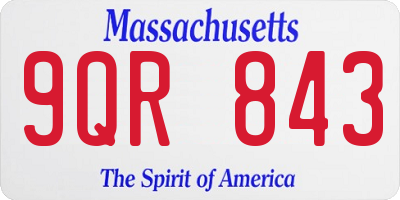 MA license plate 9QR843
