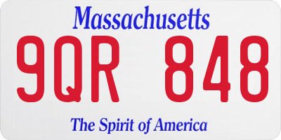 MA license plate 9QR848
