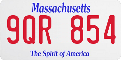 MA license plate 9QR854