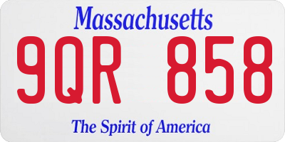 MA license plate 9QR858
