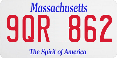 MA license plate 9QR862