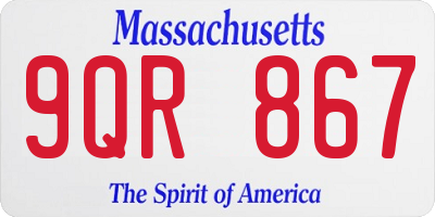 MA license plate 9QR867