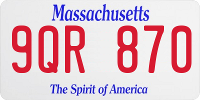 MA license plate 9QR870