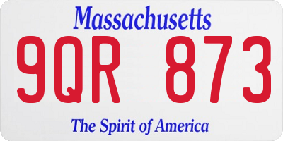 MA license plate 9QR873
