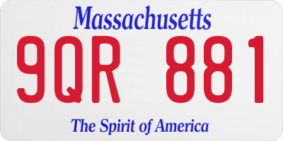 MA license plate 9QR881