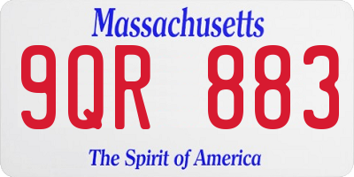 MA license plate 9QR883