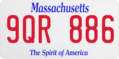 MA license plate 9QR886