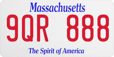 MA license plate 9QR888