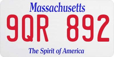 MA license plate 9QR892