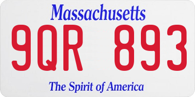 MA license plate 9QR893