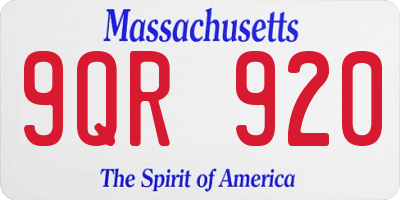 MA license plate 9QR920