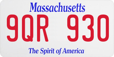 MA license plate 9QR930