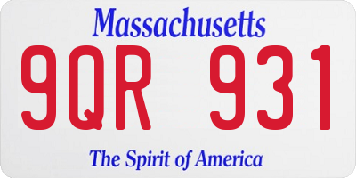 MA license plate 9QR931