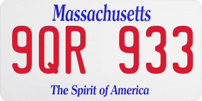MA license plate 9QR933