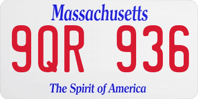 MA license plate 9QR936