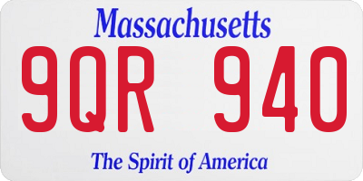 MA license plate 9QR940