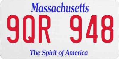 MA license plate 9QR948