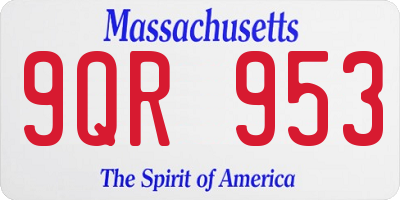 MA license plate 9QR953