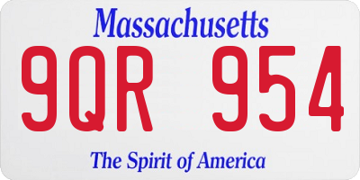 MA license plate 9QR954